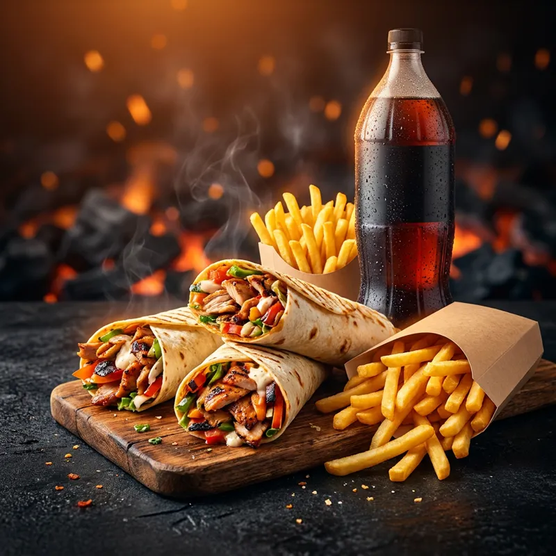 A1 · 3 Durum + 2 patatas + bebida 2L